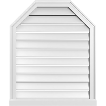 Ekena Millwork Octagonal Top Surface Mount PVC Gable Vent w/ 2"W x 2"P Brickmould Sill Frame, 28"W x 34"H GVPOT28X3403SF